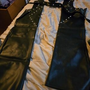 Studded Black Leather Chaps